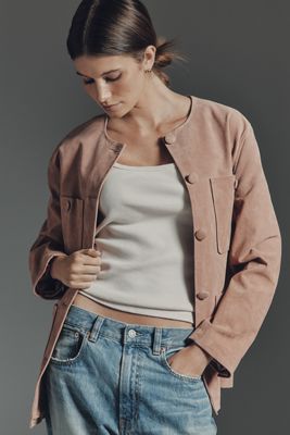 BLANKNYC Real Suede Collarless Jacket