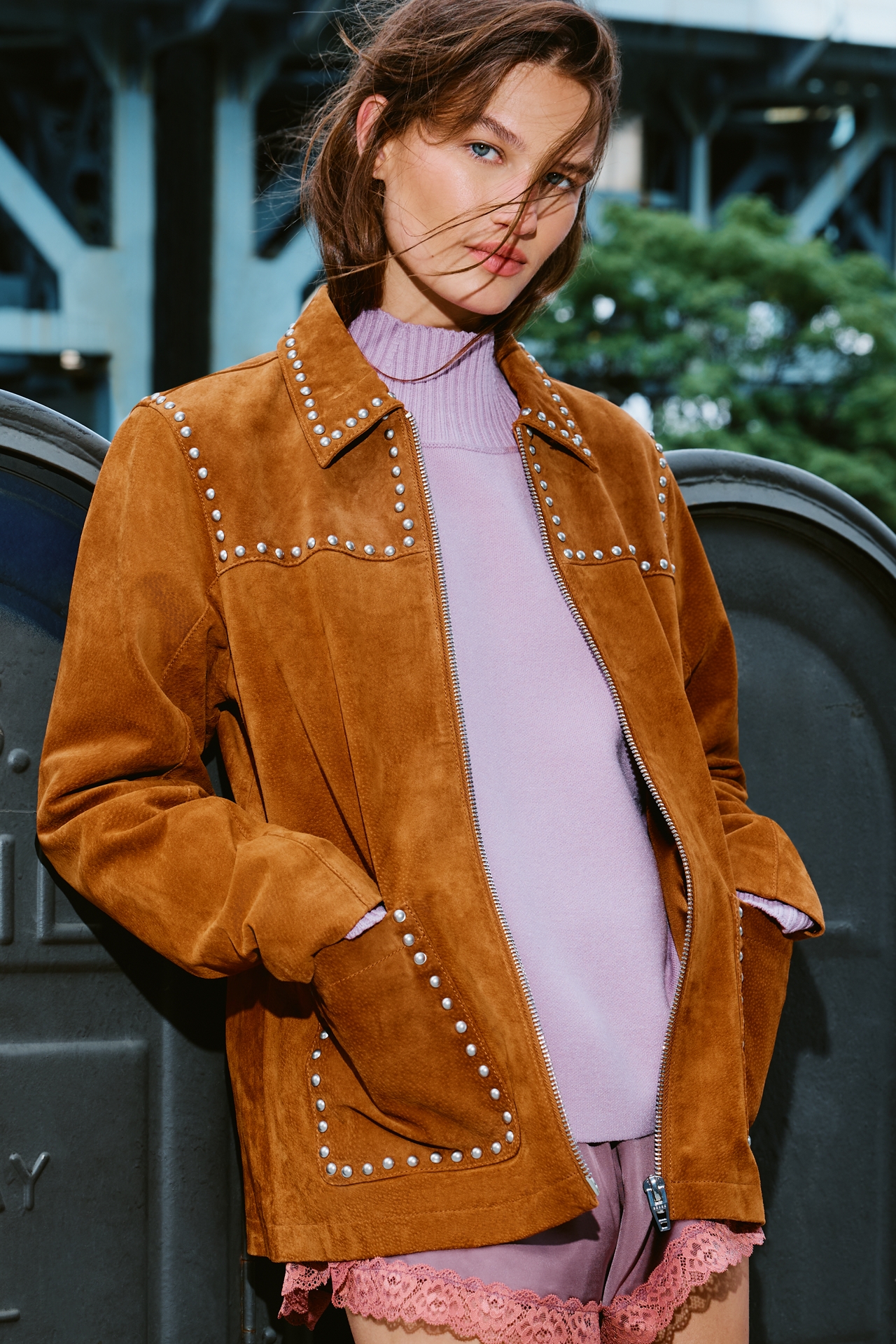 BLANKNYC Real Suede Studded Jacket