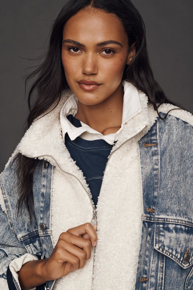BLANKNYC Bear Hug Denim Sherpa Fleece Jacket #2