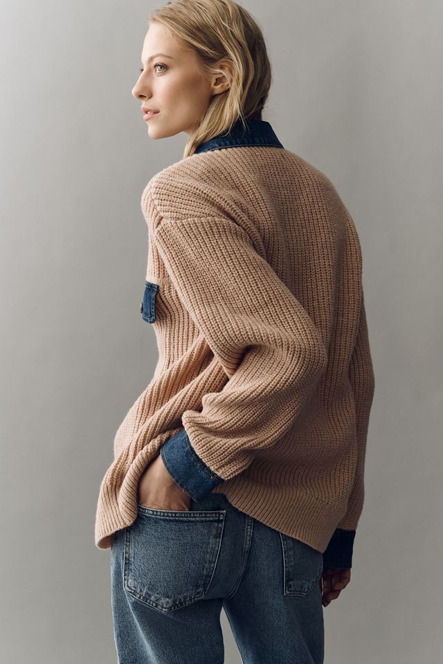 (取寄) ブランクニューヨーク レディース プレイング ザ フィールド セーター シャツ ジャケット Blank NYC women Playing The Field Sweater Shirt Jacket Beige BLANKNYC Playing the Field Denim Knit jacket | Anthropologie