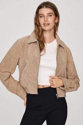 BLANKNYC Cropped Suede Moto Jacket