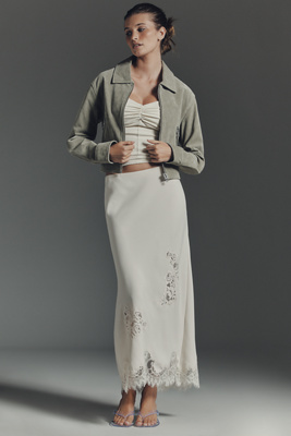 Blanknyc Cropped Suede Moto Jacket In Green