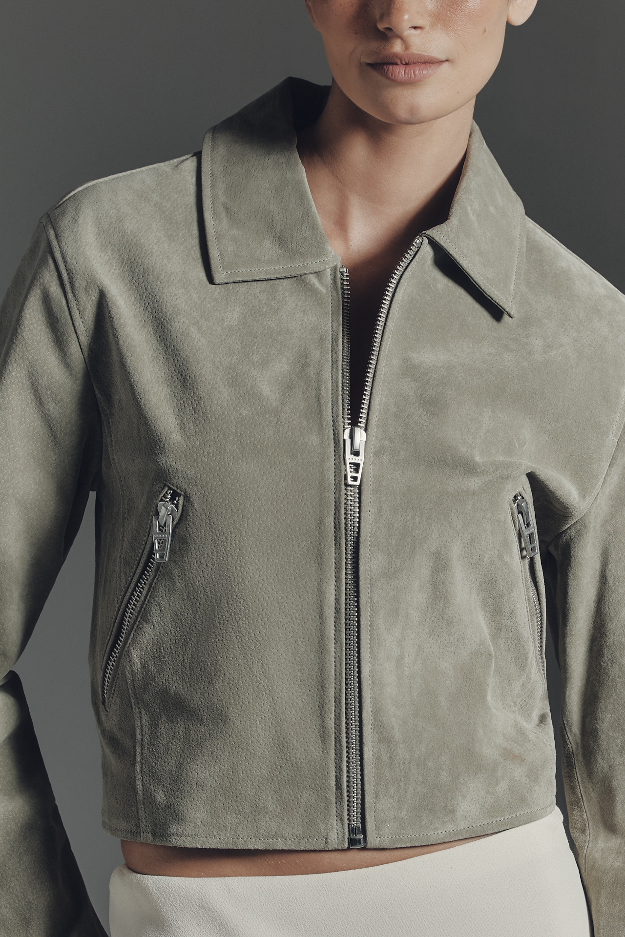 BLANKNYC Cropped Suede Moto Jacket