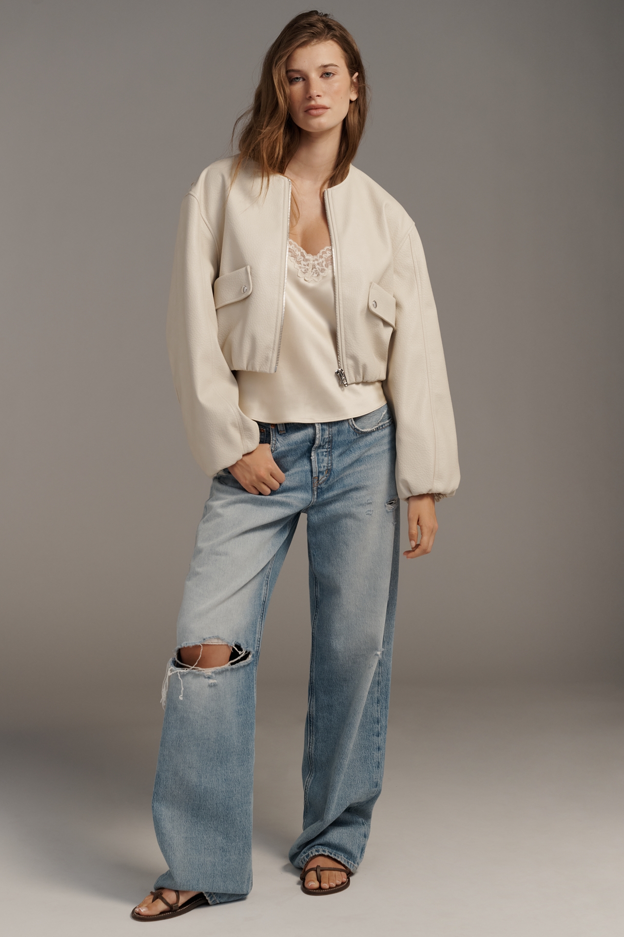 BLANKNYC Faux Leather Bomber Jacket