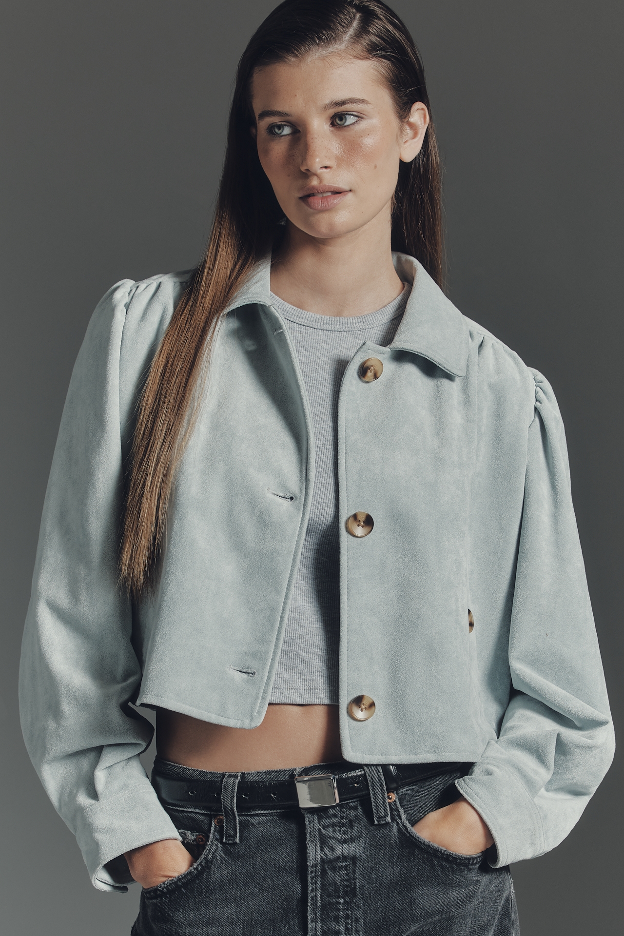BLANKNYC Crop Buttondown Jacket