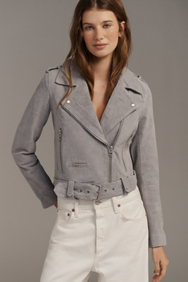 Cropped Suede Moto Jacket
