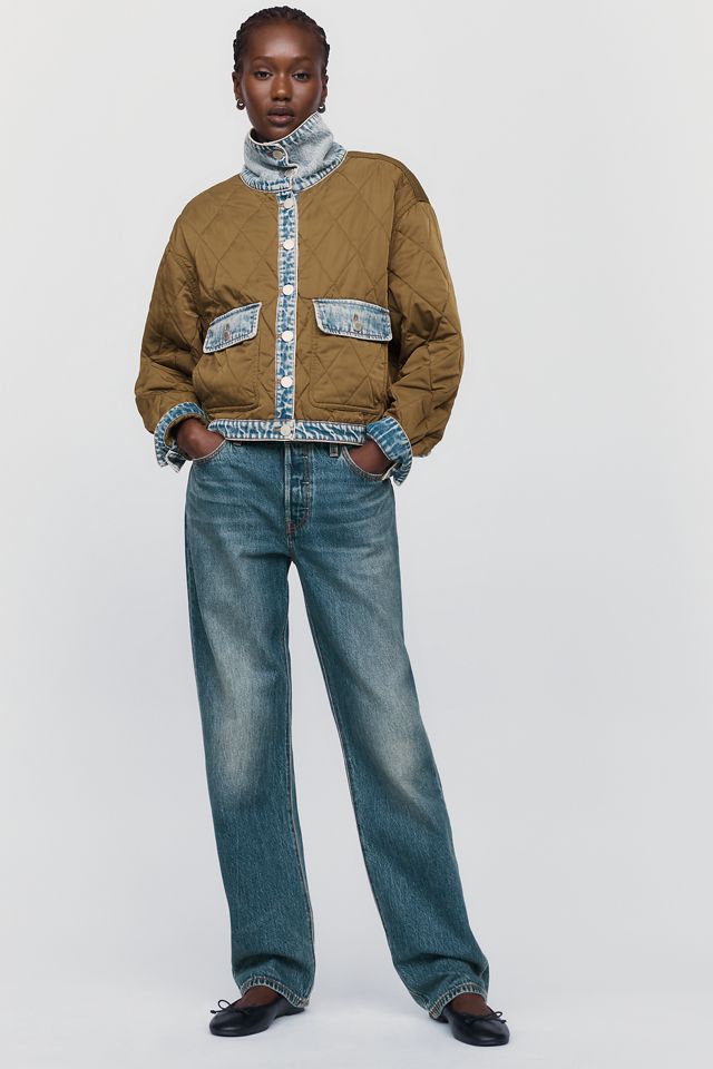BLANKNYC Quilted Denim Funnel Neck Jacket #3