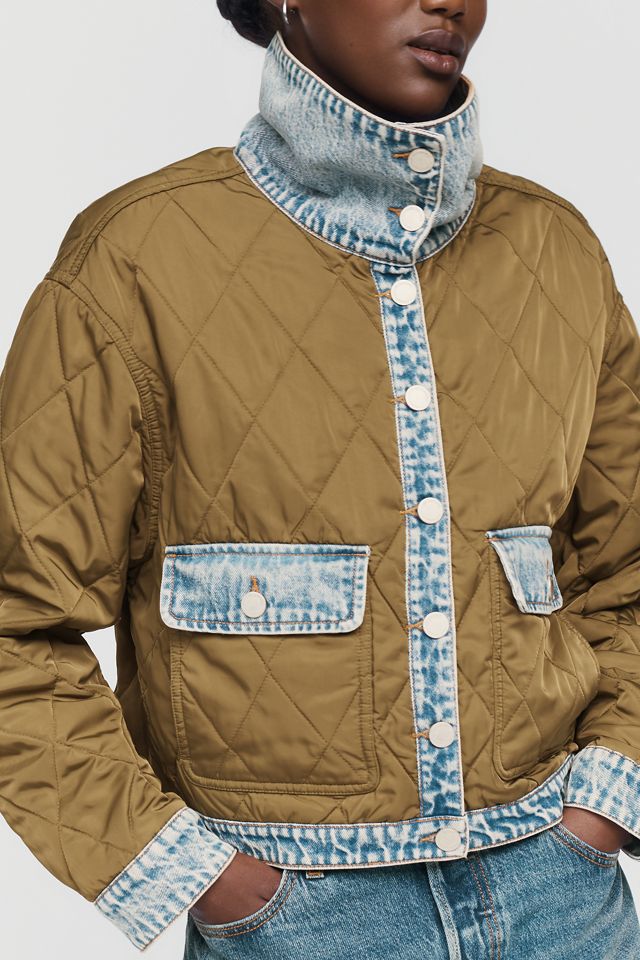BLANKNYC Quilted Denim Funnel Neck Jacket #4