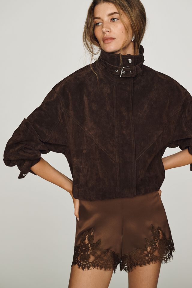 BLANKNYC Funnel-Neck Suede Jacket #3