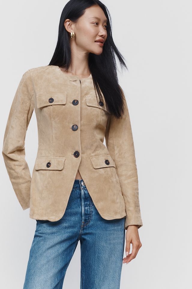 BLANKNYC Crew Neck Suede Jacket #2