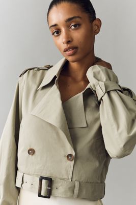 Maeve Double-Breasted Short Trench Coat | Anthropologie