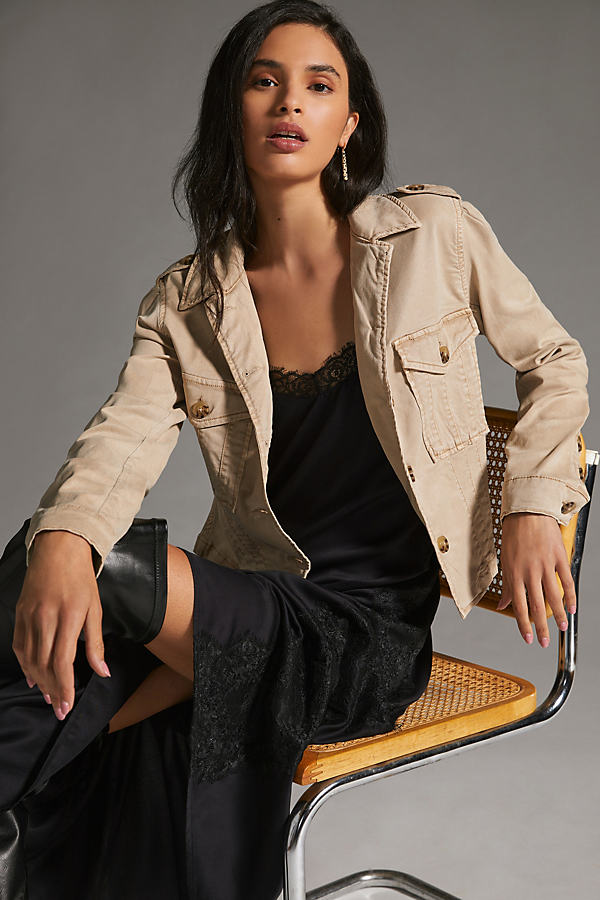 Paige Pacey Utility Jacket In Vintage Moss Taupe