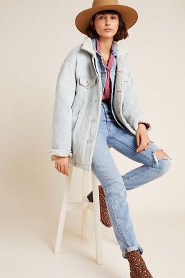 reversible denim sherpa jacket