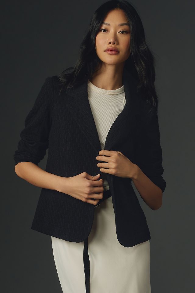 Textured knit sale blazer