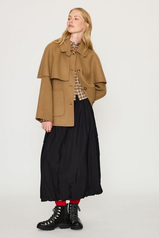Barbour Aggy Wool-Blend Cape Coat #1