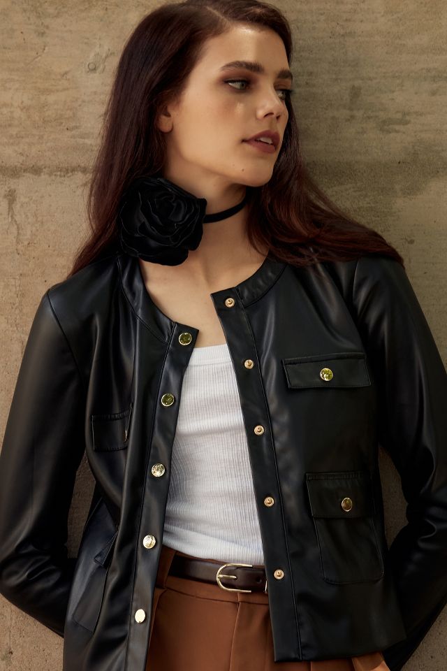 Bishop + Young Cropped Faux Leather Jacket | Anthropologie