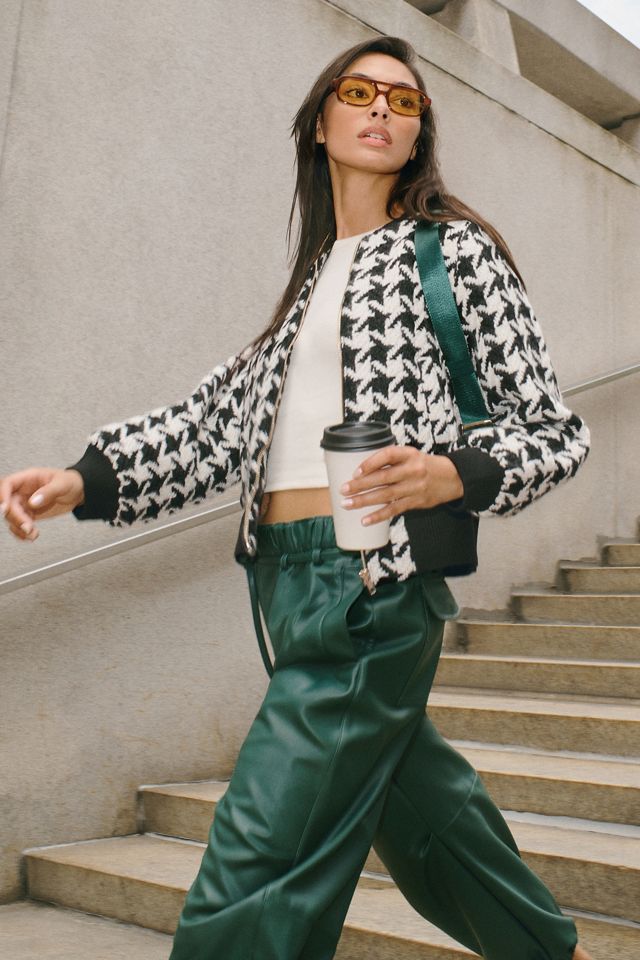 Bishop + Young Tweed Houndstooth Bomber Jacket | Anthropologie