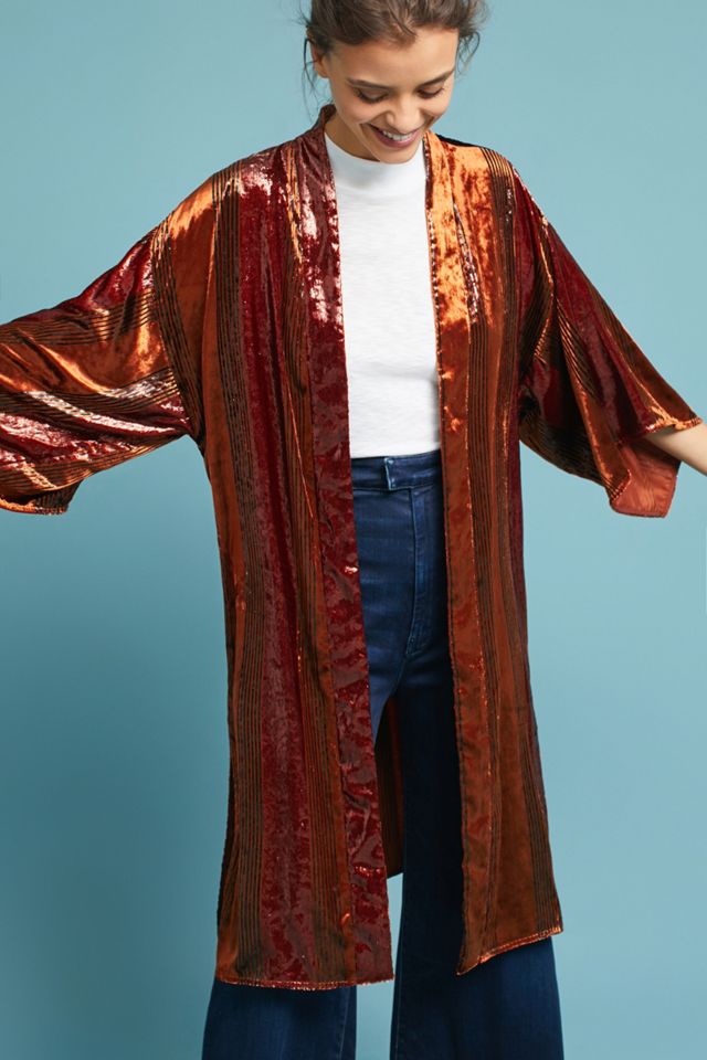 Longline Velvet Kimono Jacket #1