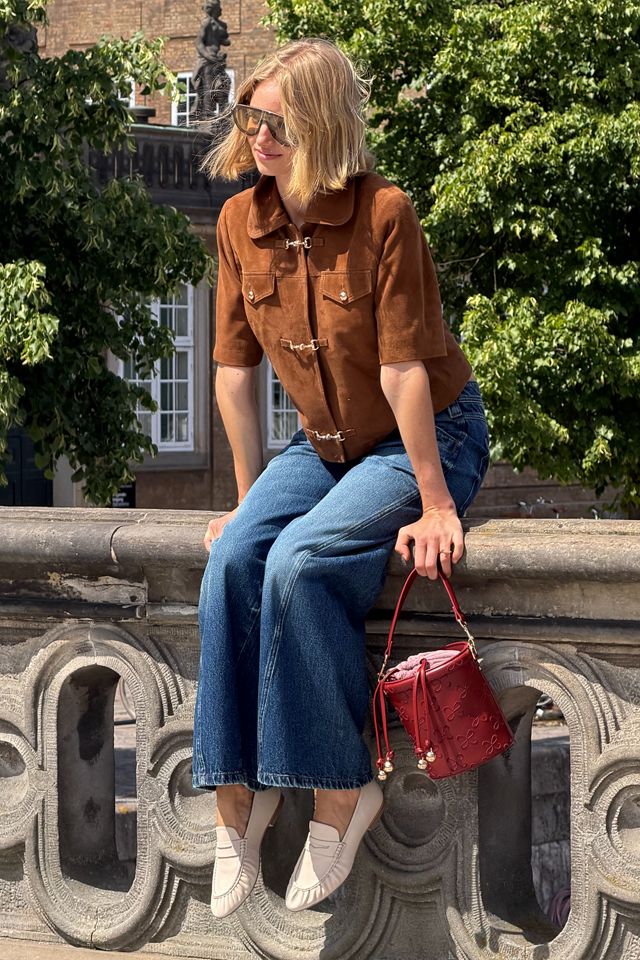 Maeve Suede Boxy Short-Sleeve Crop Lady Jacket #1
