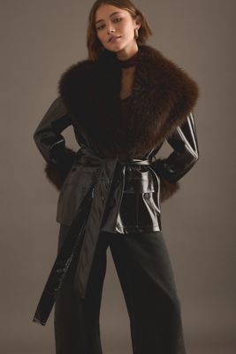 Veste KITRI Sophie en vinyle avec garniture en fausse fourrure