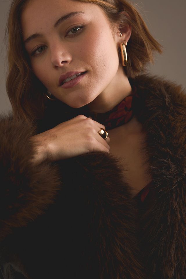 KITRI Sophie Vinyl Faux-Fur Trim Jacket #4