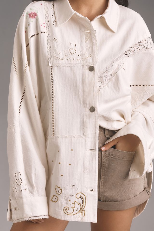 By Anthropologie Reworked Embroidered Shirt Jacket | Anthropologie