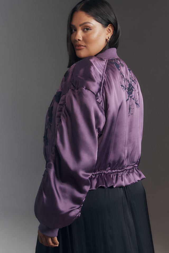By Anthropologie Satin Embroidered Jacket #6