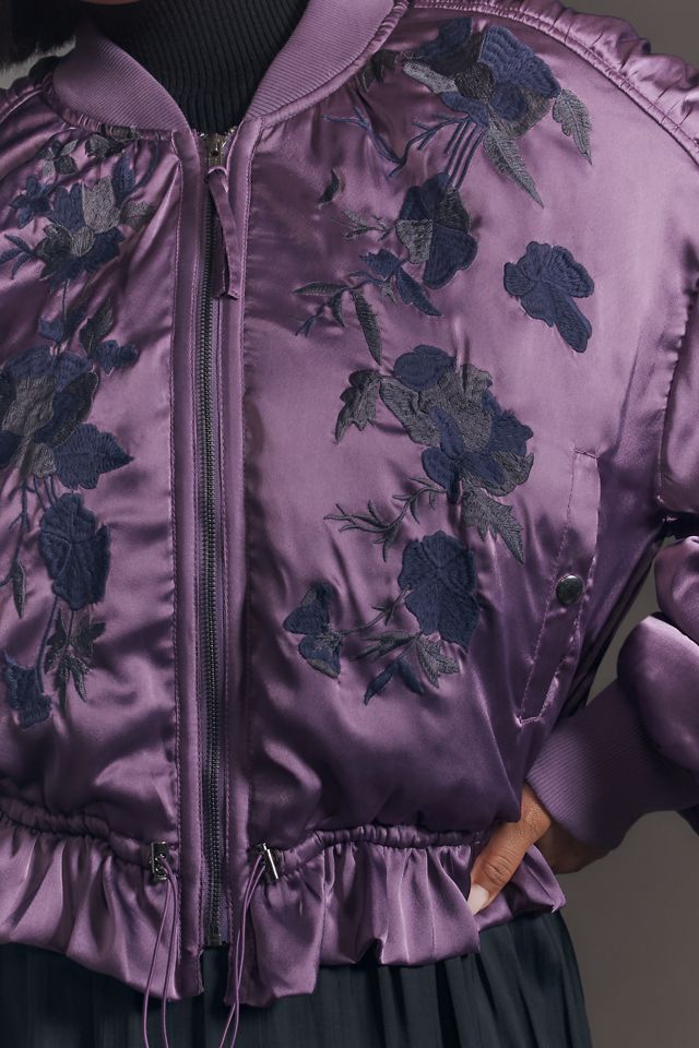 By Anthropologie Satin Embroidered Jacket #7