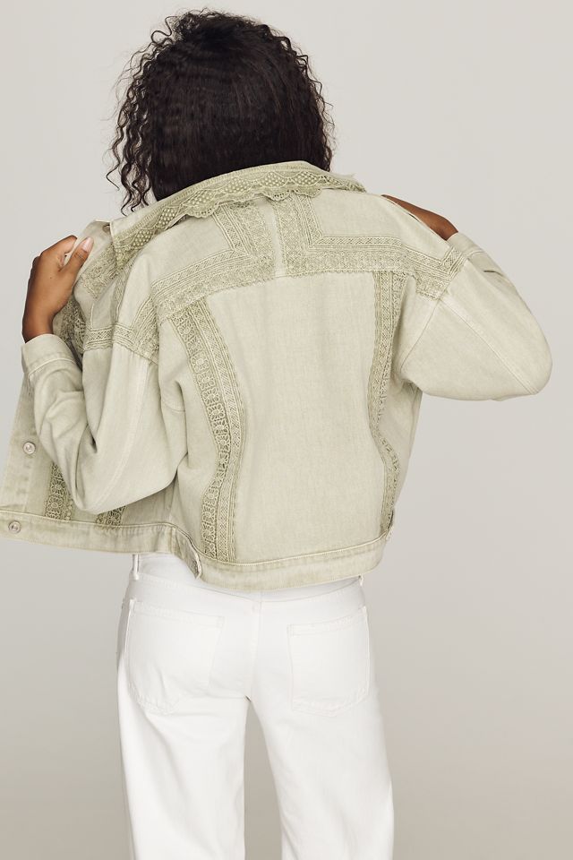 By Anthropologie Denim Lace Trucker Jacket | Anthropologie