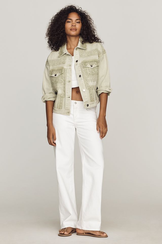 By Anthropologie Denim Lace Trucker Jacket | Anthropologie