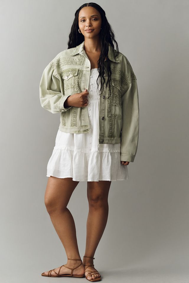 By Anthropologie Denim Lace Trucker Jacket | Anthropologie
