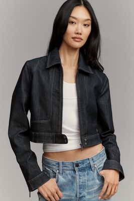 Rumi Shrunken Stretch Denim Moto Jacket by Pilcro