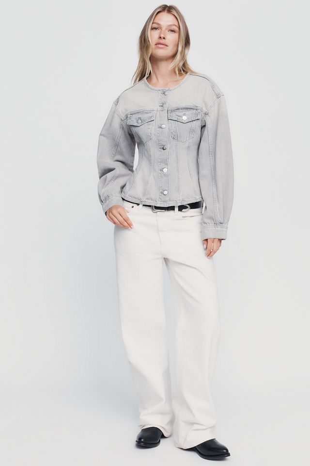 Pilcro 100% Cotton Collarless Peplum Jacket #1