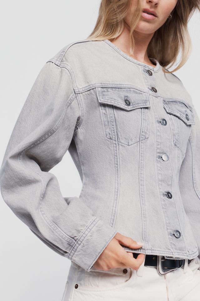 Pilcro 100% Cotton Collarless Peplum Jacket #2