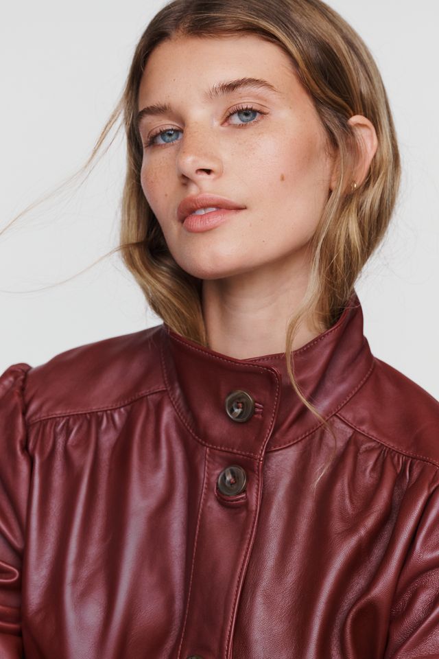 By Anthropologie Leather Swing Jacket #3