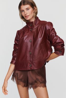 By Anthropologie Leather Swing Jacket