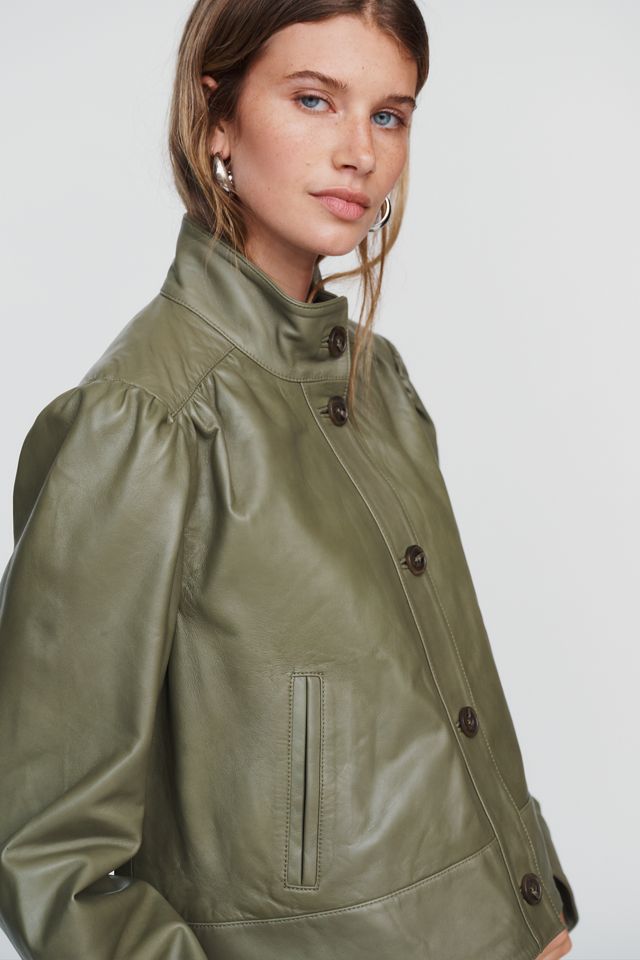 By Anthropologie Leather Swing Jacket #1