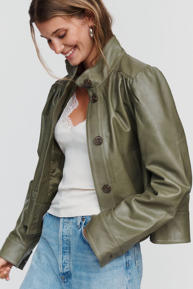 By Anthropologie Leather Swing Jacket #2