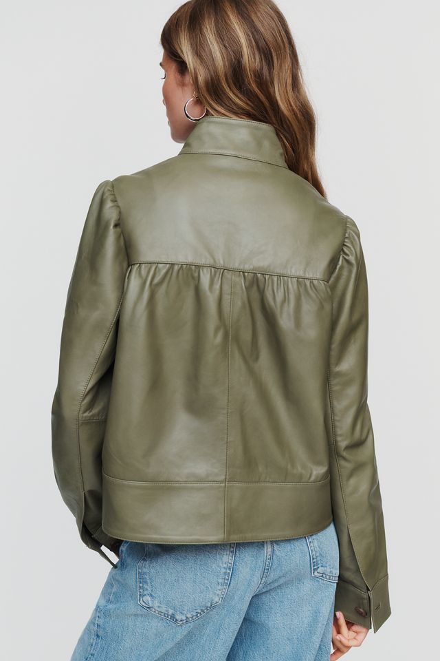 By Anthropologie Leather Swing Jacket #3