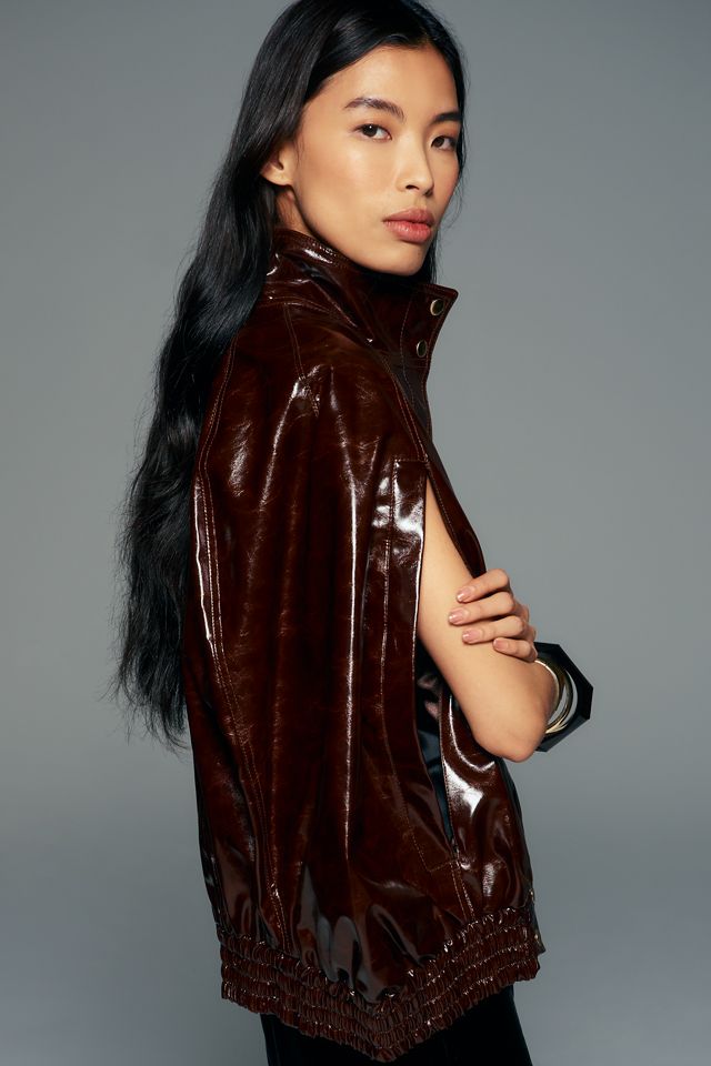 Maeve Faux Leather Capelet #4