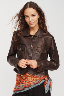 Pilcro Marine Shrunken Faux Leather Jacket | Anthropologie