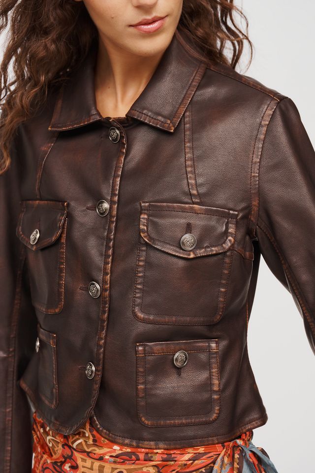 Pilcro Marine Shrunken Faux Leather Jacket #2