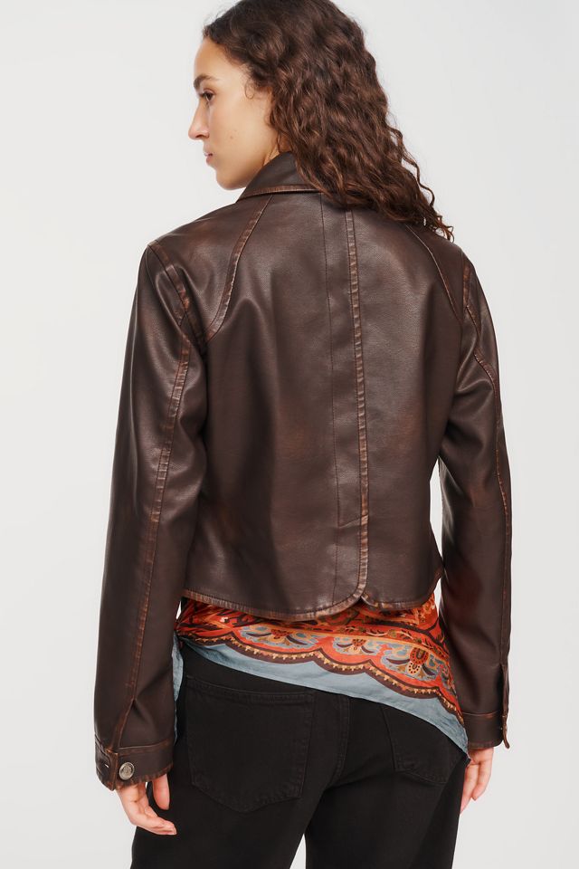 Pilcro Marine Shrunken Faux Leather Jacket #4
