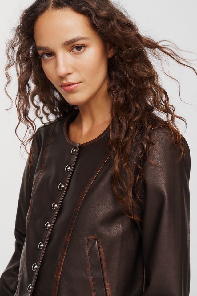 Pilcro Cora Faux Leather Cropped Biker Jacket #2