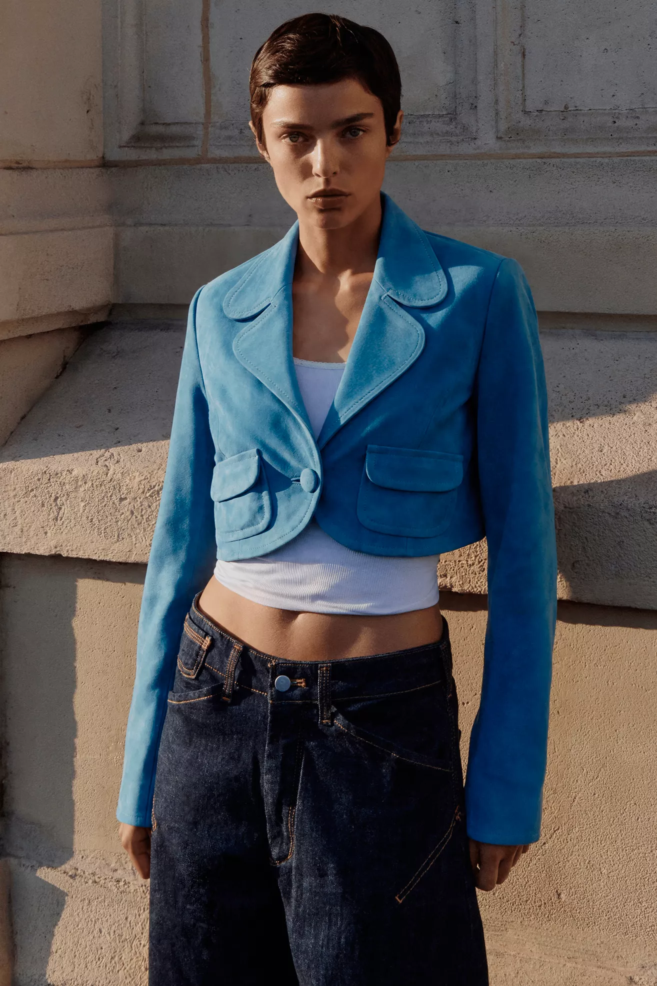 Maeve Suede Cropped Jacket