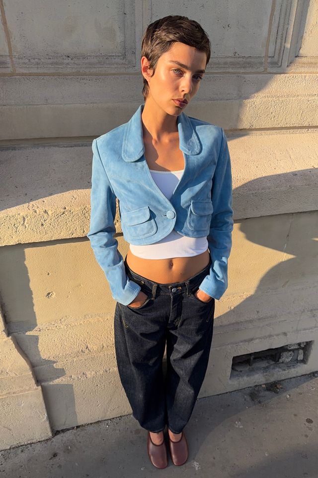 Maeve Suede Cropped Jacket #1