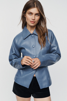 Maeve Leather Tailored Jacket | Anthropologie