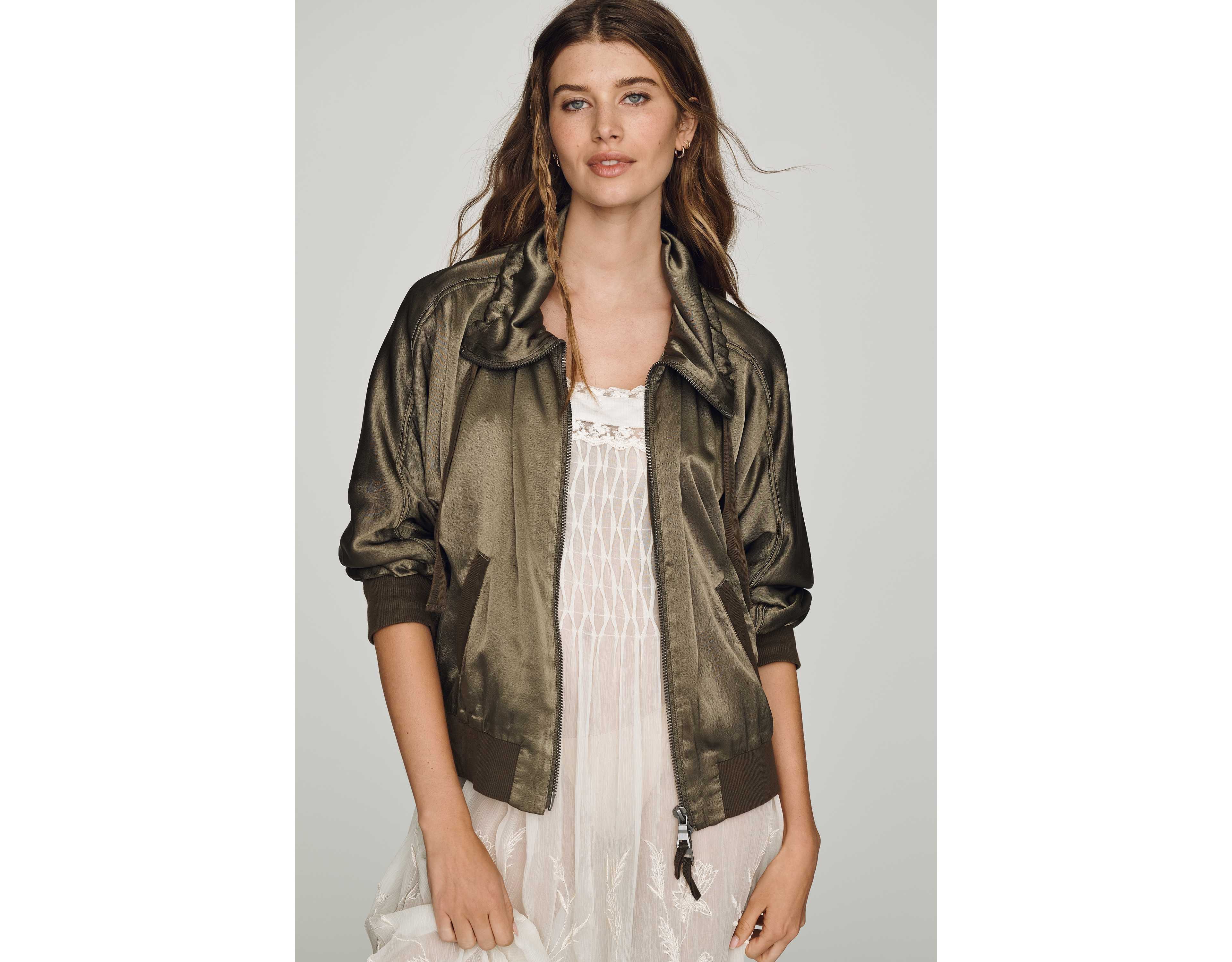 Marrakech Emilia Satin Bomber Jacket