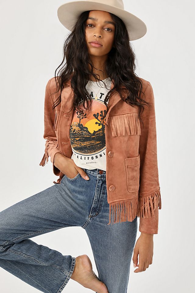Thais Fringed Faux Suede Jacket