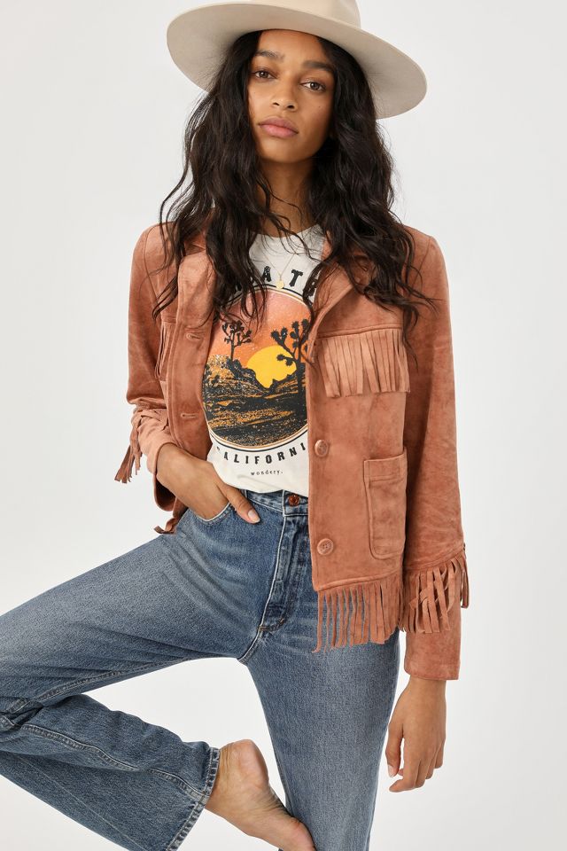 Fringe faux shop suede jacket